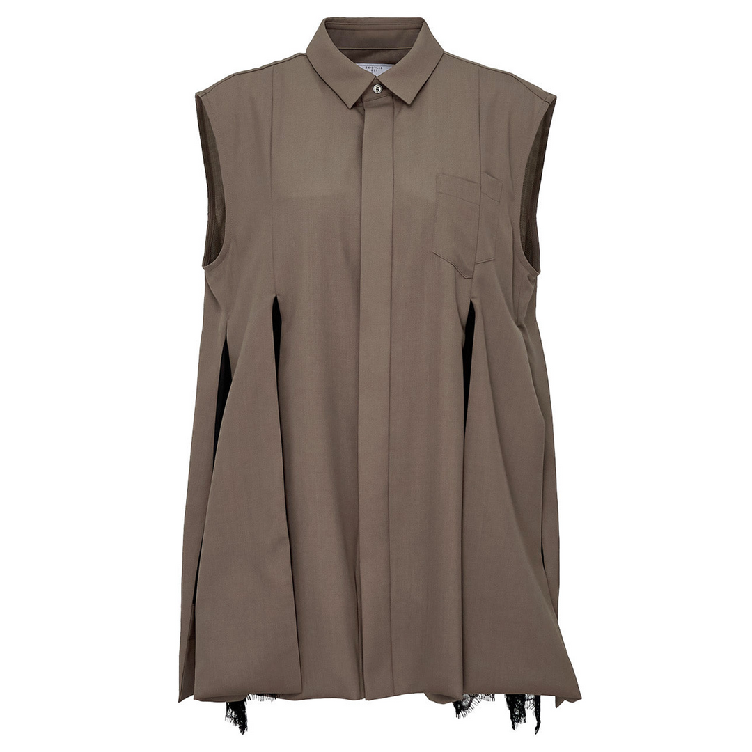 Chiffon Mix Suiting Shirt