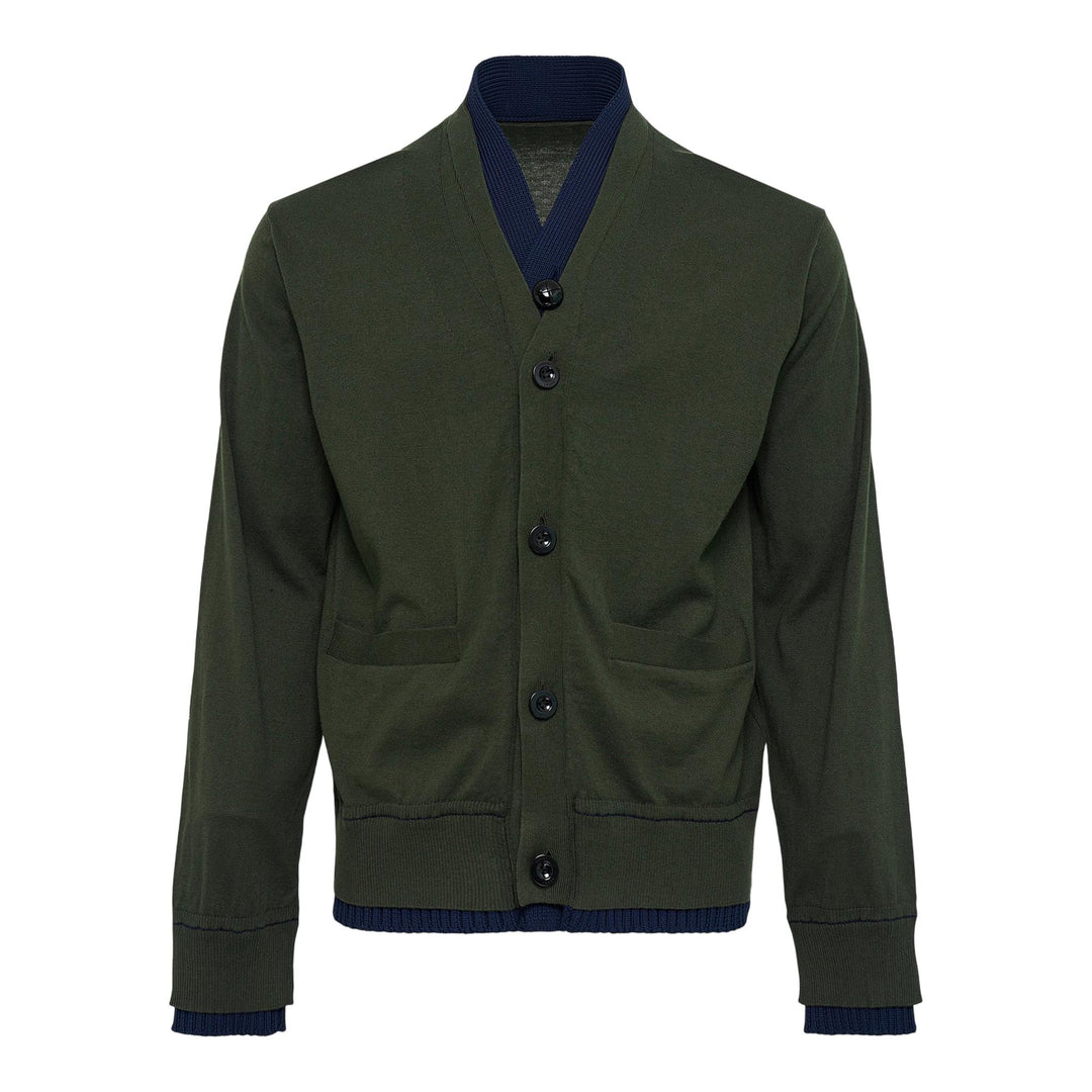 Club21 - sacai - Cotton Cashmere Knit Cardigan - CARDIGANS - Khaki