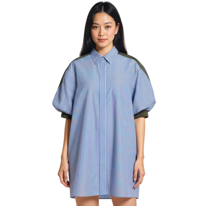 Club21 - sacai - Cotton Poplin X Nylon Twill Dress - WOVEN DRESSES - Light Blue