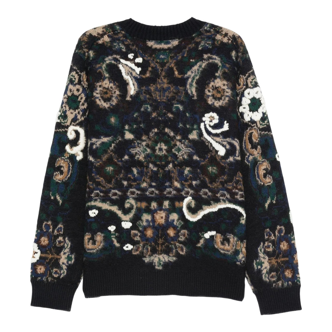 Club21 - sacai - Floral Jacquard Knit Pullover - KNIT TOPS - Navy