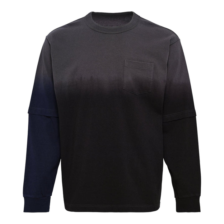 Club21 - sacai - Garment Dye Cotton Jersey Long Sleeve Tee - TEES - Black