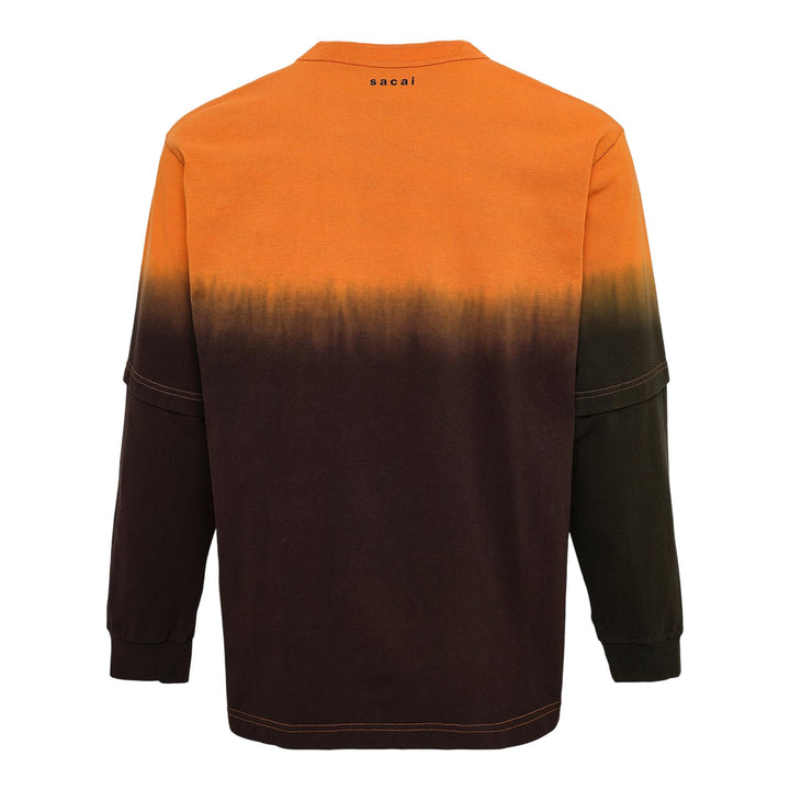 Club21 - sacai - Garment Dye Cotton Jersey Long Sleeve Tee - TEES - Brown