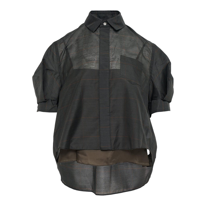 Club21 - sacai - Glen Check Shirt - BLOUSES - Khaki