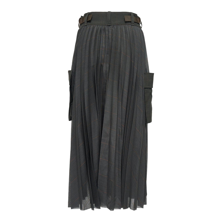 Club21 - sacai - Glen Check Skirt - SKIRTS - Khaki