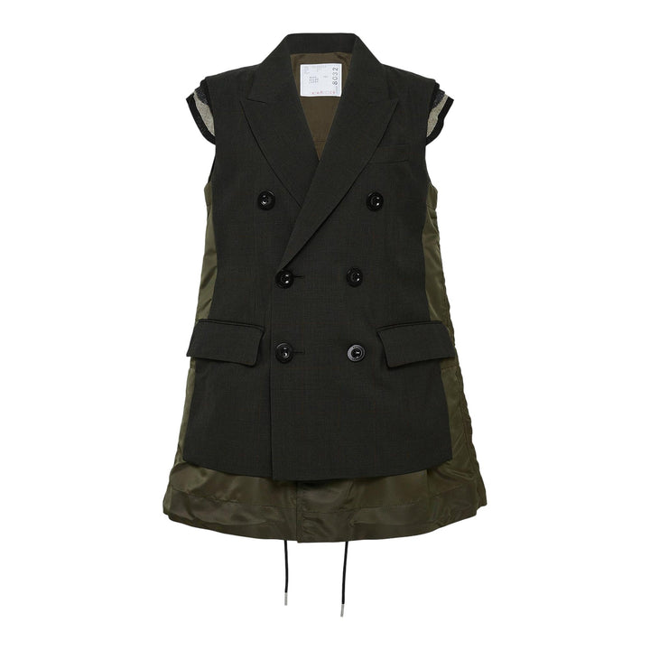 Club21 - sacai - Glen Check Vest - GILETS - Khaki