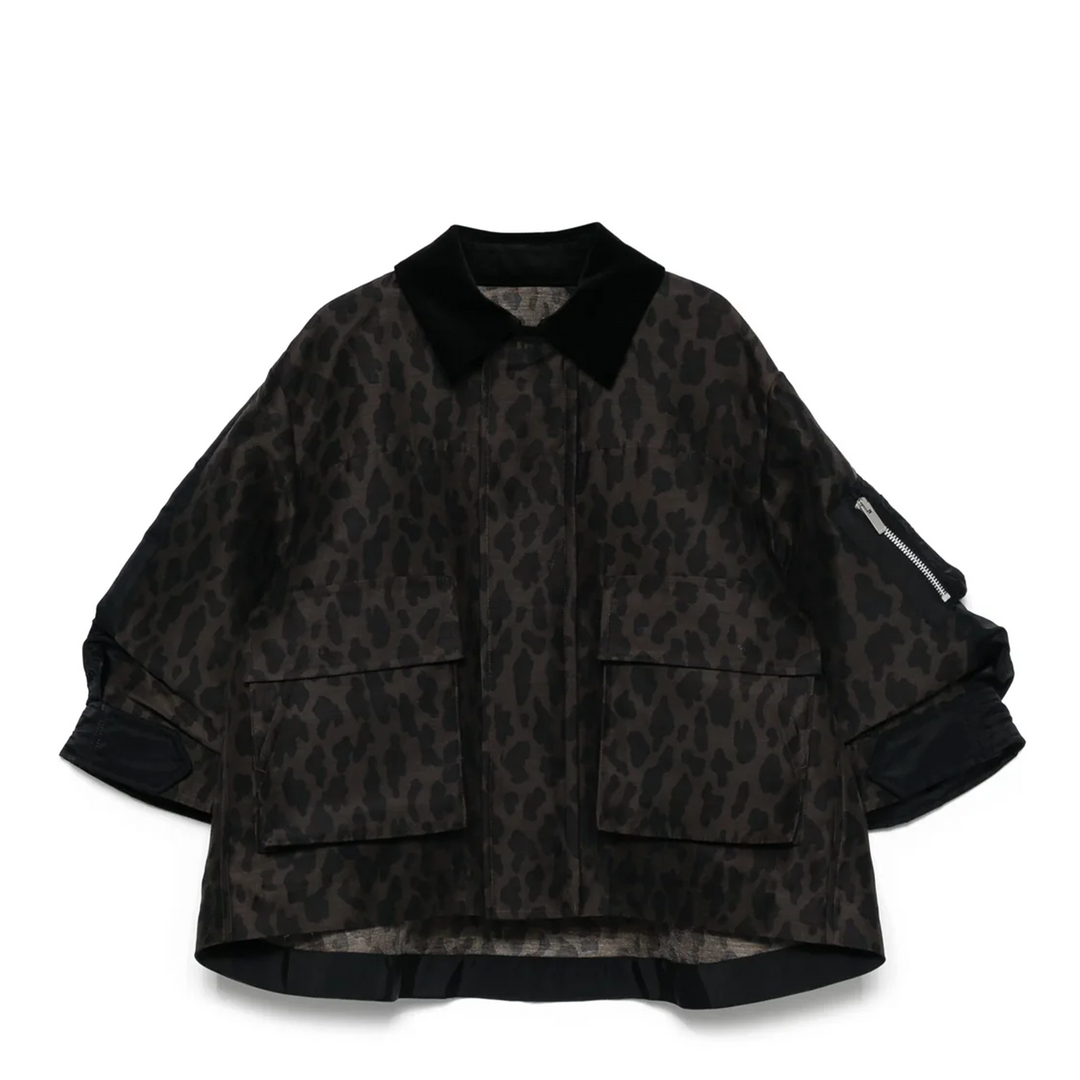 Leopard Print X Nylon Twill Jacket
