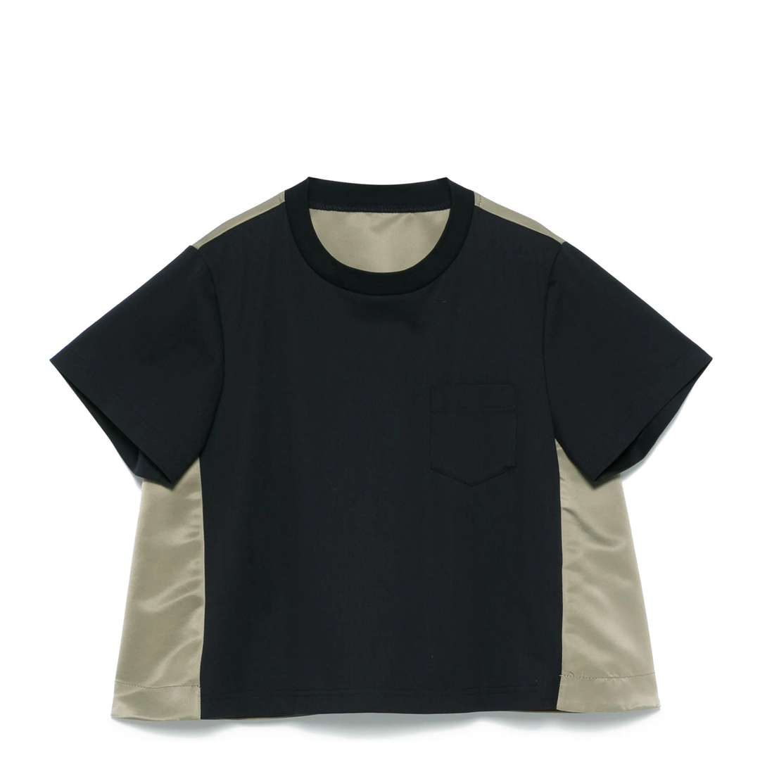 Nylon Twill Mix Cotton Jersey Top