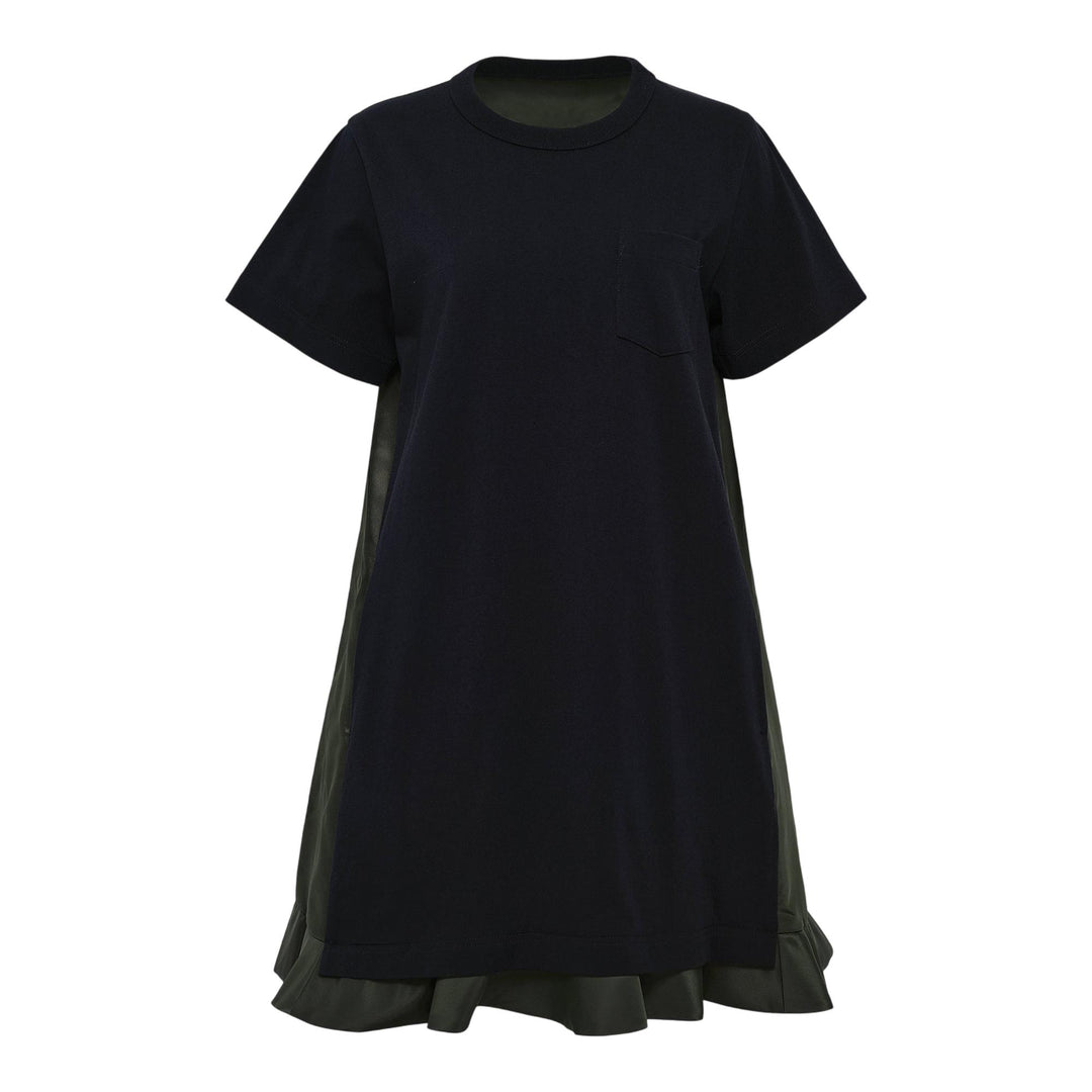 Club21 - sacai - Nylon Twill X Cotton Jersey Dress - WOVEN DRESSES - Navy