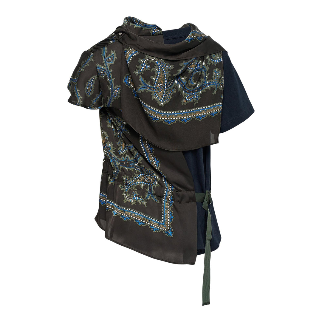 Club21 - sacai - Paisley Print x Cotton Jersey - TEES - Navy