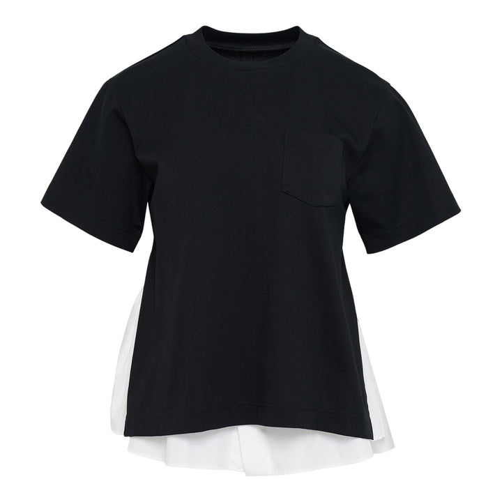 Club21 - sacai - Poplin X Cotton Jersey T-Shirt - TEES - Black