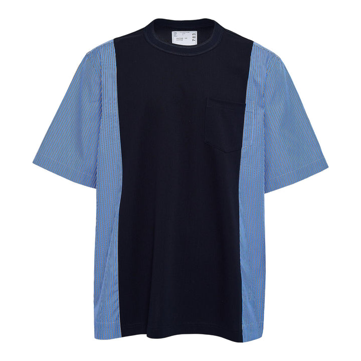 Club21 - sacai - Poplin X Cotton Jersey T-Shirt - TEES - Navy