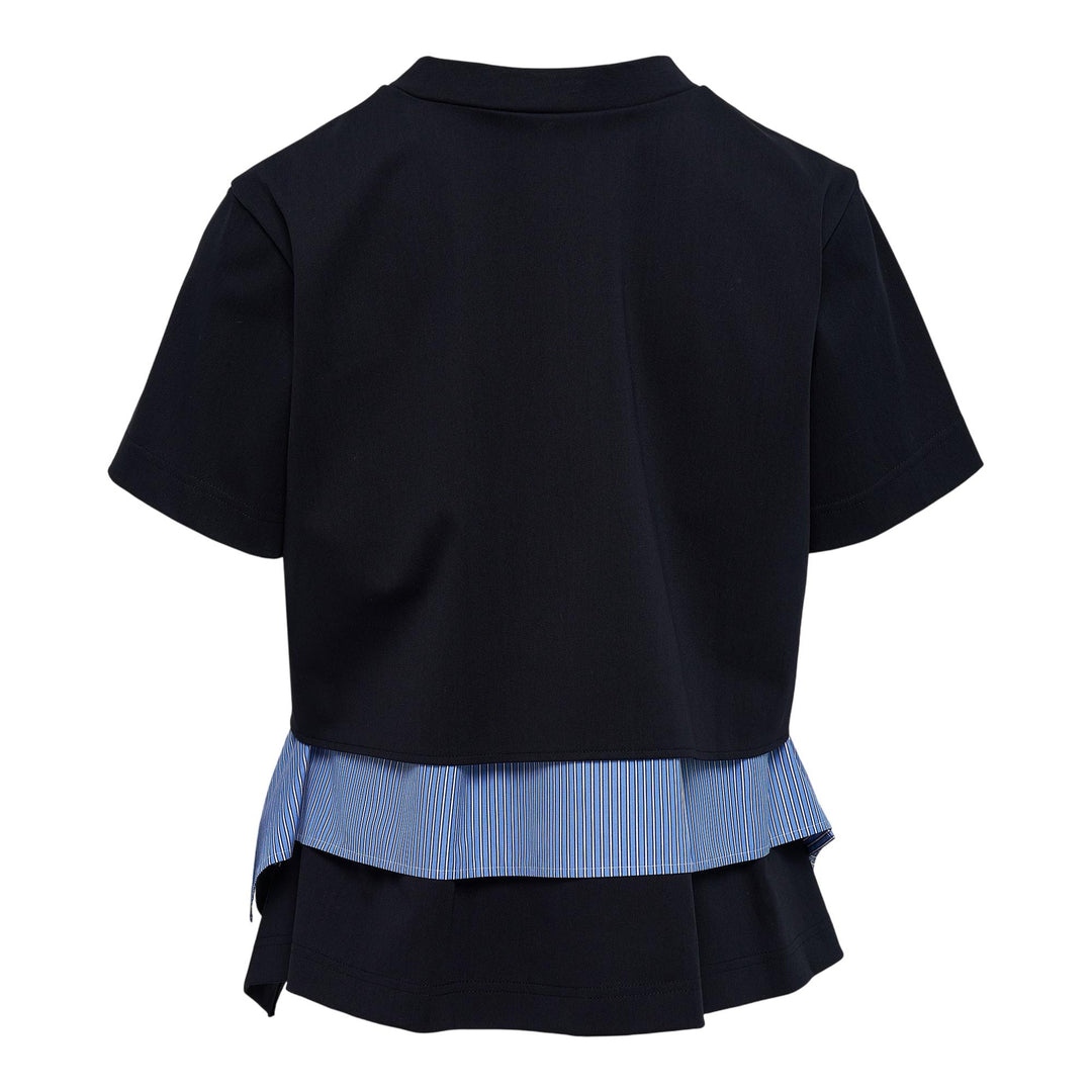 Club21 - sacai - Poplin x Cotton Jersey T-Shirt - TEES - Navy
