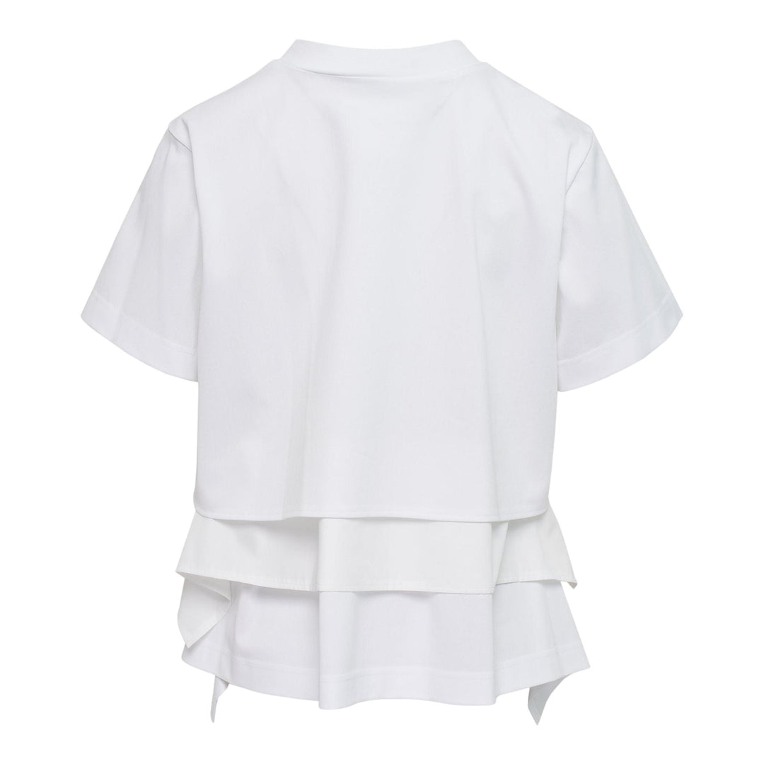 Club21 - sacai - Poplin x Cotton Jersey T-Shirt - TEES - Off-White