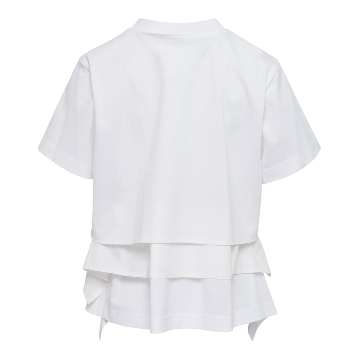 Club21 - sacai - Poplin x Cotton Jersey T-Shirt - TEES - Off-White
