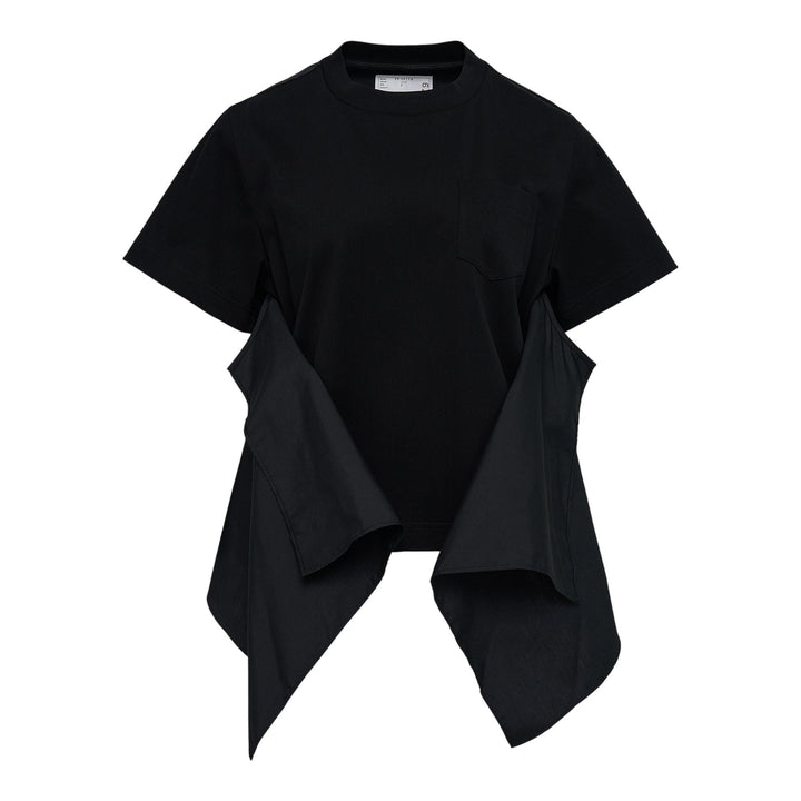 Club21 - sacai - Poplin x Cotton Jersey T-shirt - TEES - Black