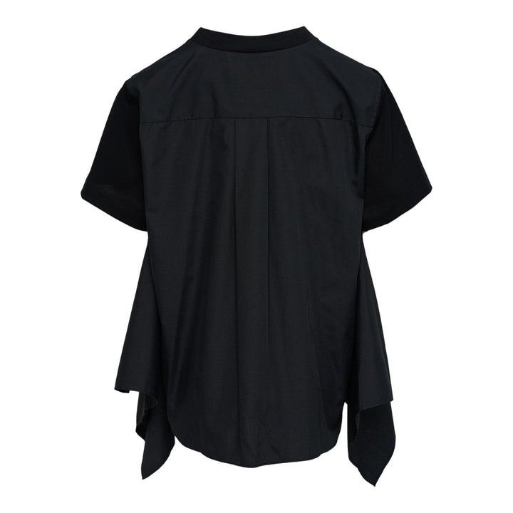 Club21 - sacai - Poplin x Cotton Jersey T-shirt - TEES - Black