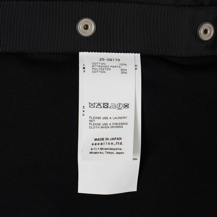 Club21 - sacai - Poplin x Cotton Jersey T-shirt - TEES - Black