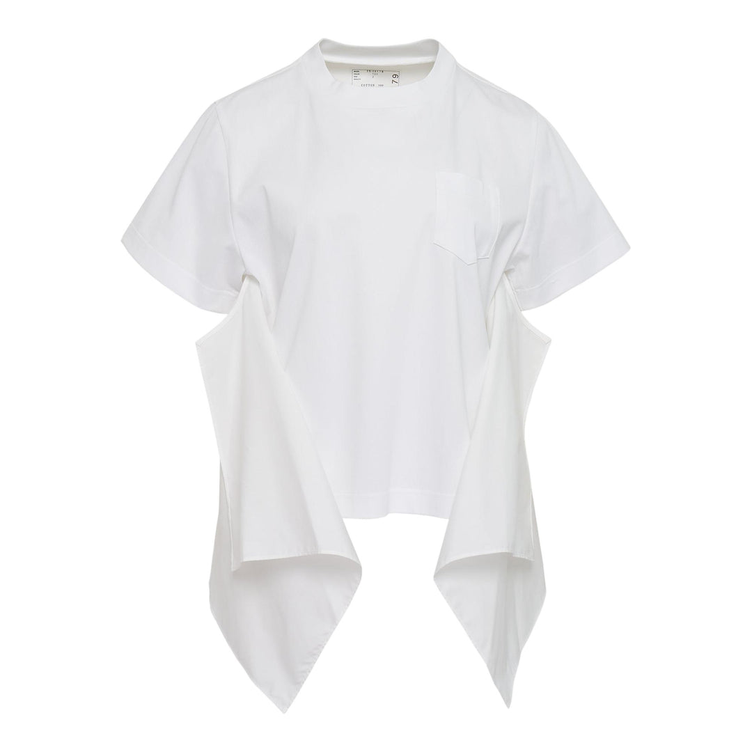 Club21 - sacai - Poplin x Cotton Jersey T-shirt - TEES - Off-White