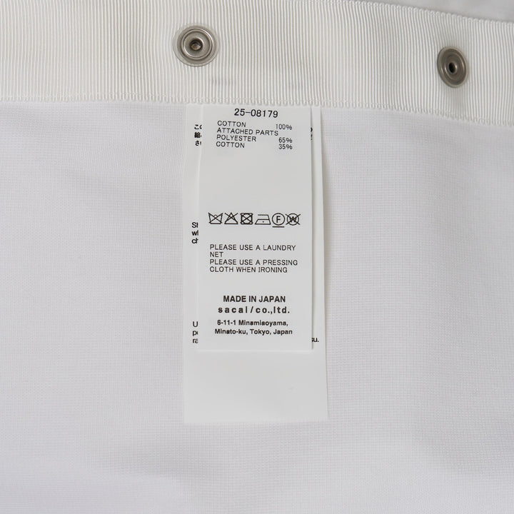 Club21 - sacai - Poplin x Cotton Jersey T-shirt - TEES - Off-White