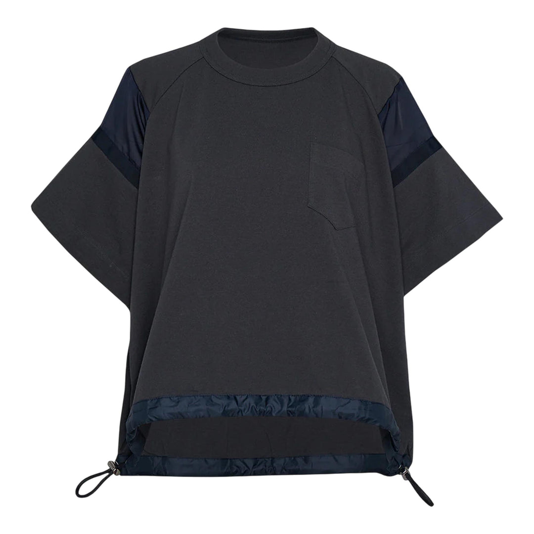 Club21 - sacai - Satin X Cotton Jersey T-Shirt - TEES - Charcoal