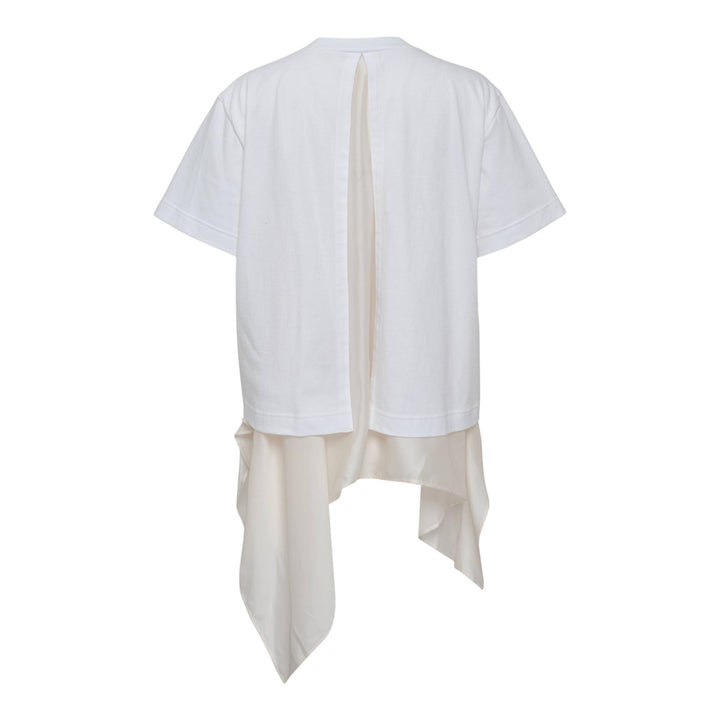 Club21 - sacai - Satin X Cotton Jersey T-Shirt - TEES - Off-White