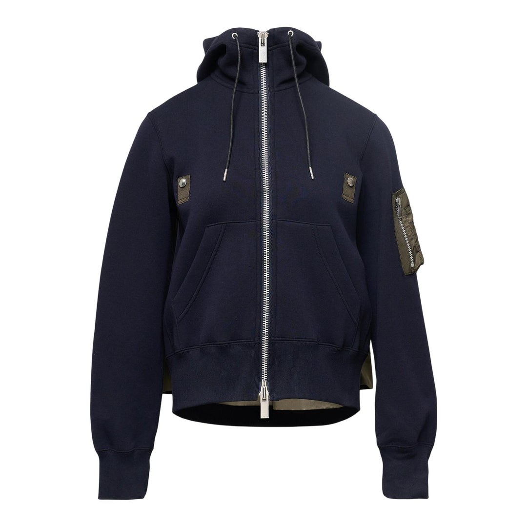 Club21 - sacai - Sponge Sweat X Nylon Twill Hoodie - SWEATERS - Navy