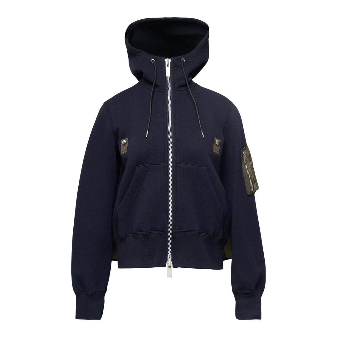 Club21 - sacai - Sponge Sweat X Nylon Twill Hoodie - SWEATERS - Navy