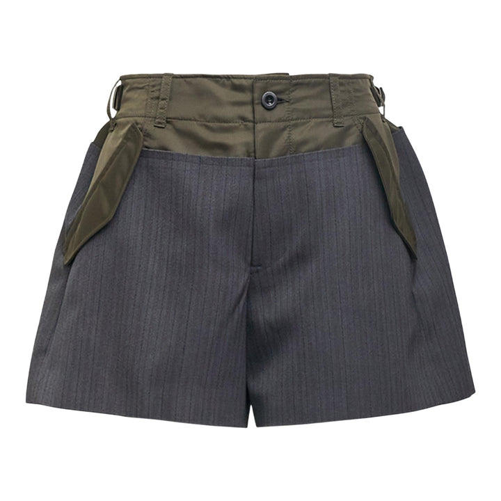 Club21 - sacai - Stripe Doeskin Shorts - SHORTS - Grey