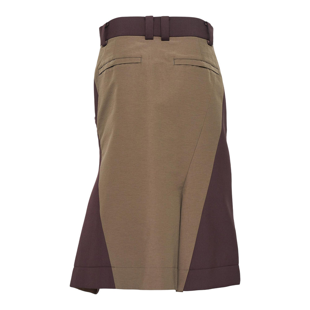 Club21 - sacai - Suiting Bonding x Grosgrain Skirt - SKIRTS - Brown