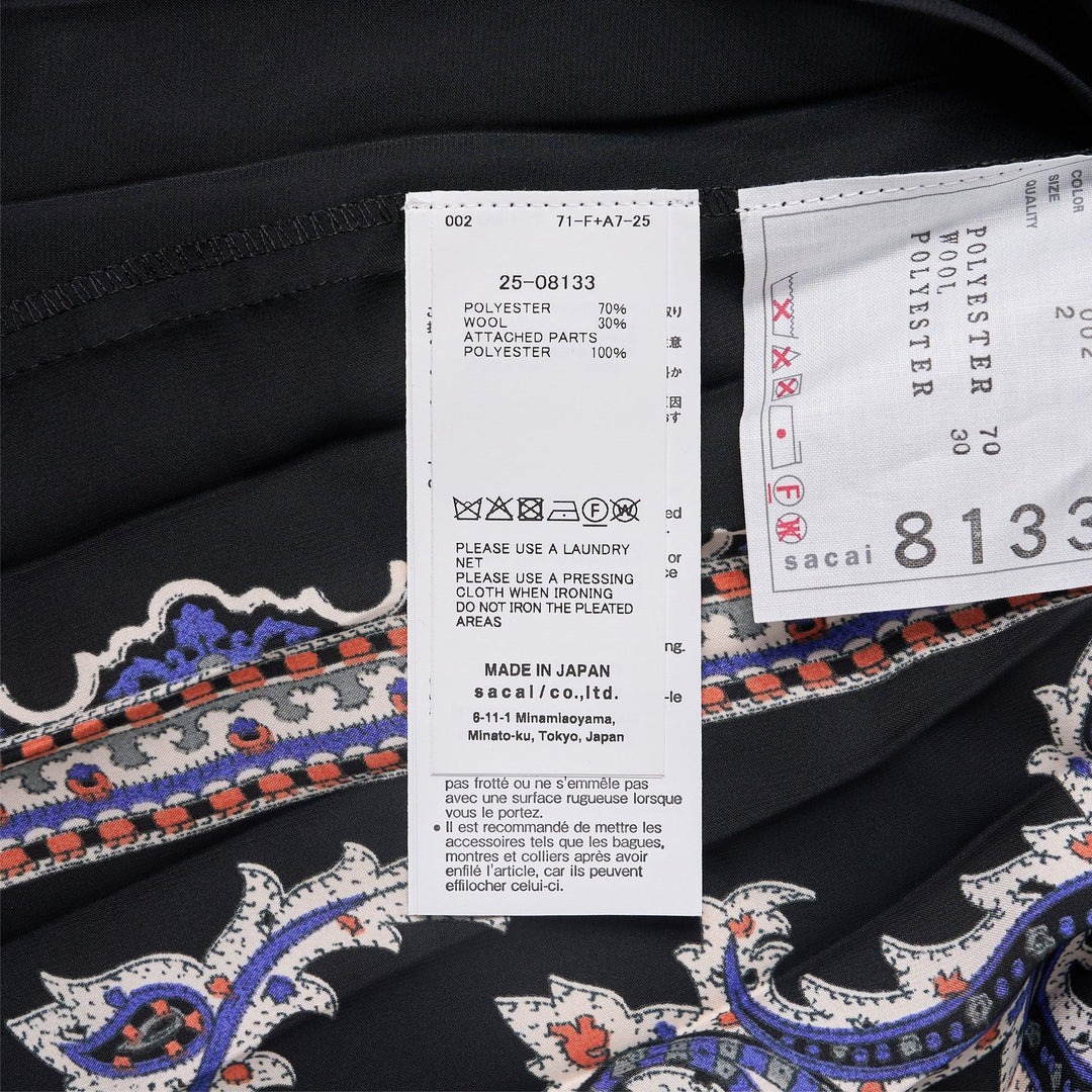 Club21 - sacai - Suiting X Paisley Print Skirt - SKIRTS - Black