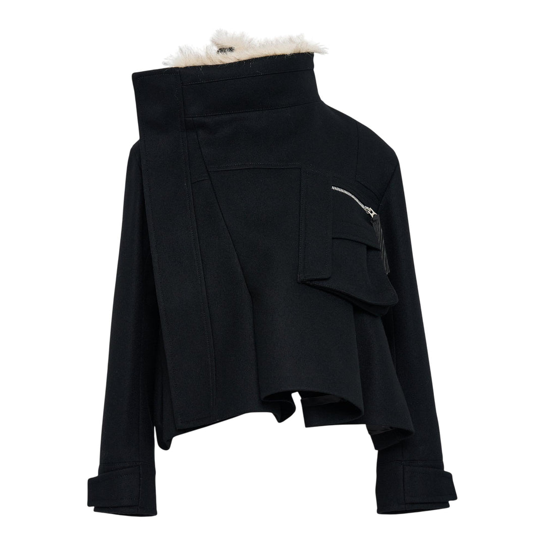 Club21 - sacai - Wool Melton Blouson - BLOUSON - Black