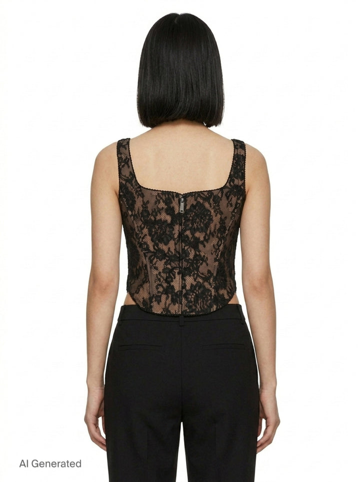 Black Lace Corset Top | Self-Portrait | Club21 - back