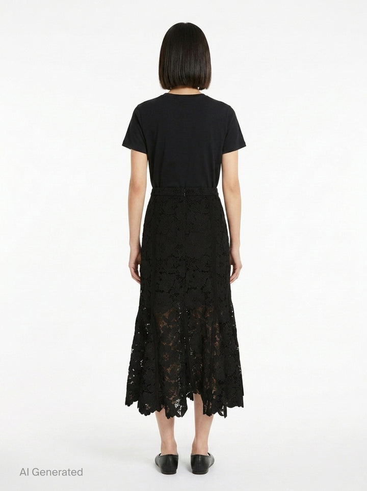 Black Lace Midi Skirt | Self-Portrait | Club21 - back