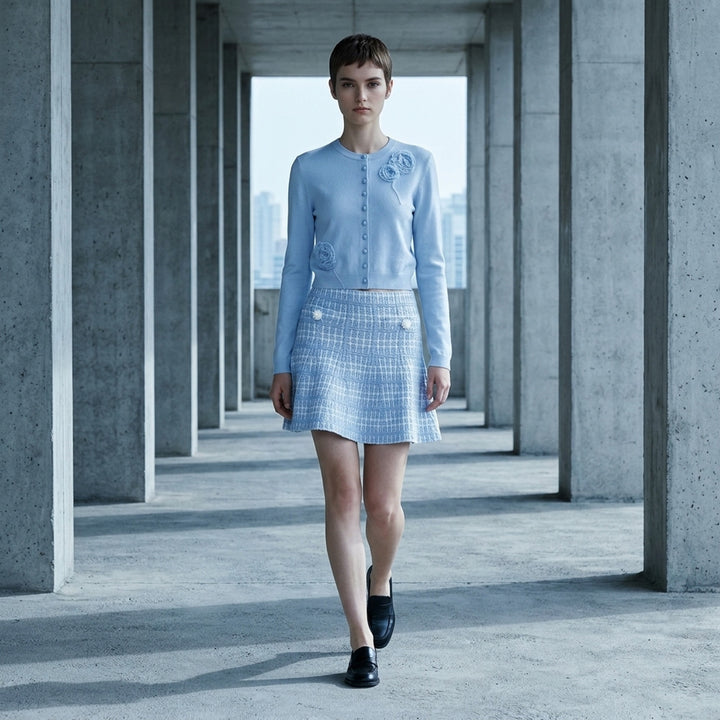 Blue Check Knit Mini Skirt | Self-Portrait | Club21 - lifestyle
