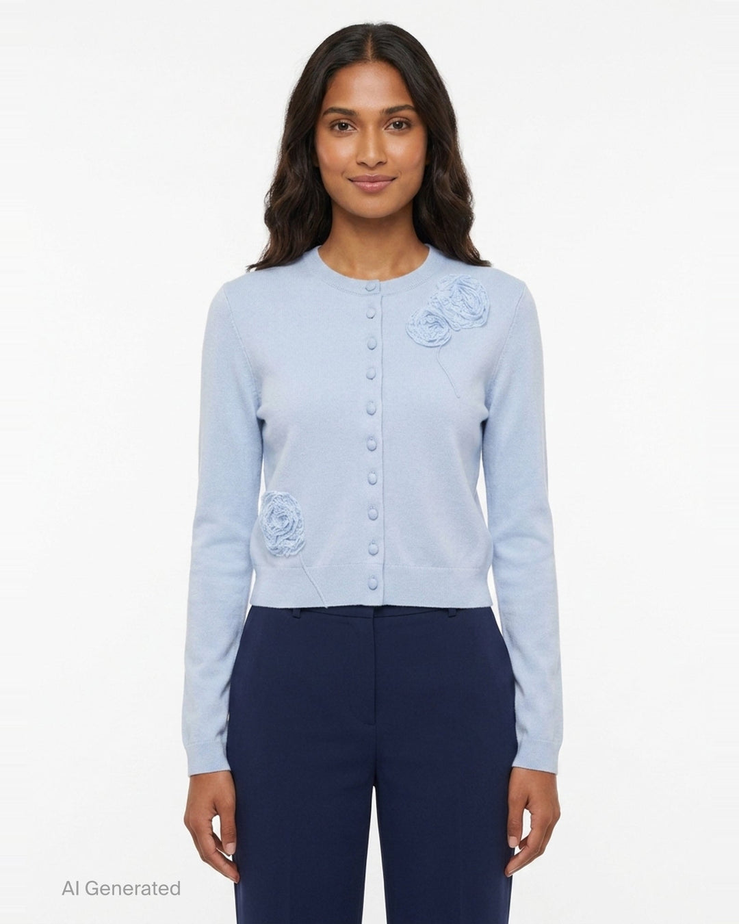 Blue Flower Knit Cardigan | Self-Portrait | Club21 - front