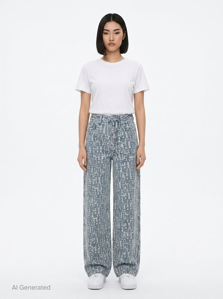 Blue Textured Denim Jeans | Self-Portrait | Club21 - front