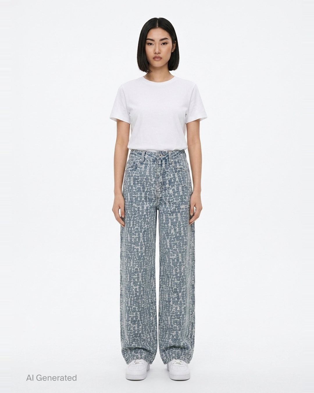 Blue Textured Denim Jeans | Self-Portrait | Club21 - front