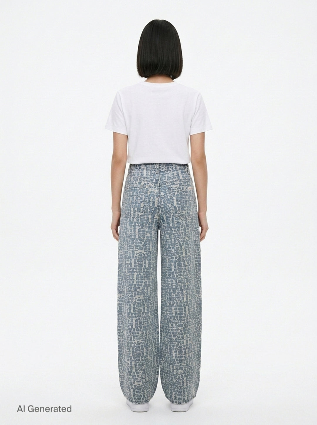 Blue Textured Denim Jeans | Self-Portrait | Club21 - back
