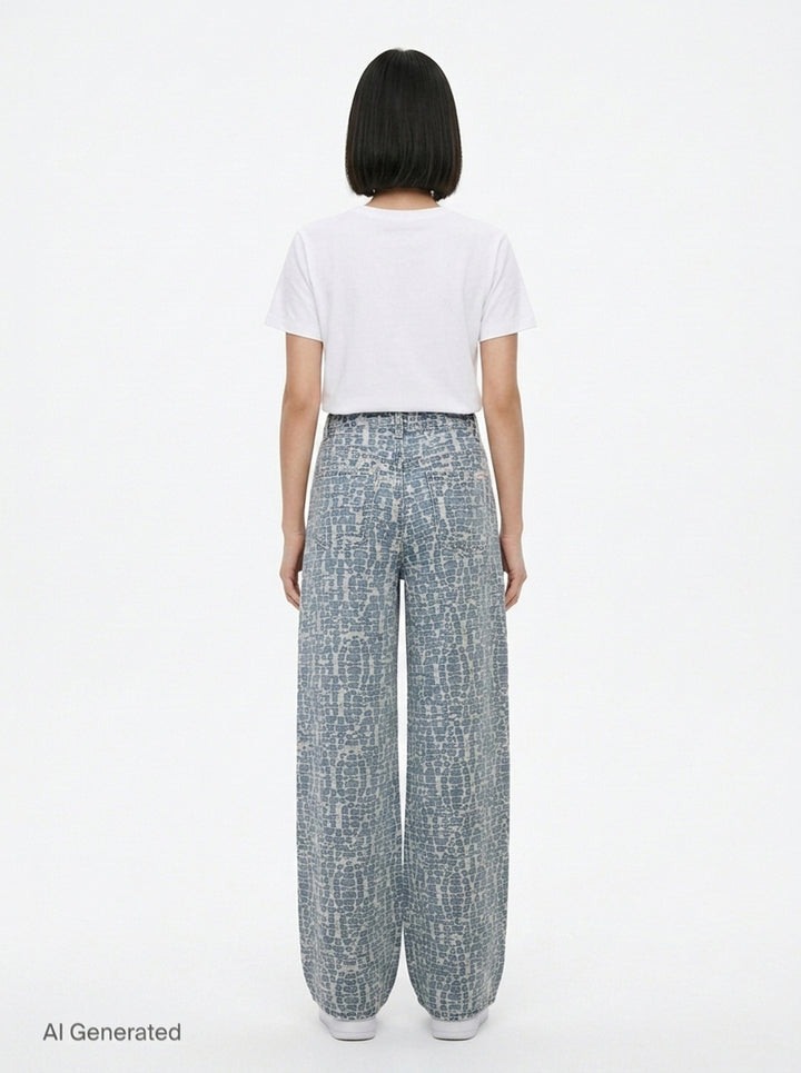 Blue Textured Denim Jeans | Self-Portrait | Club21 - back