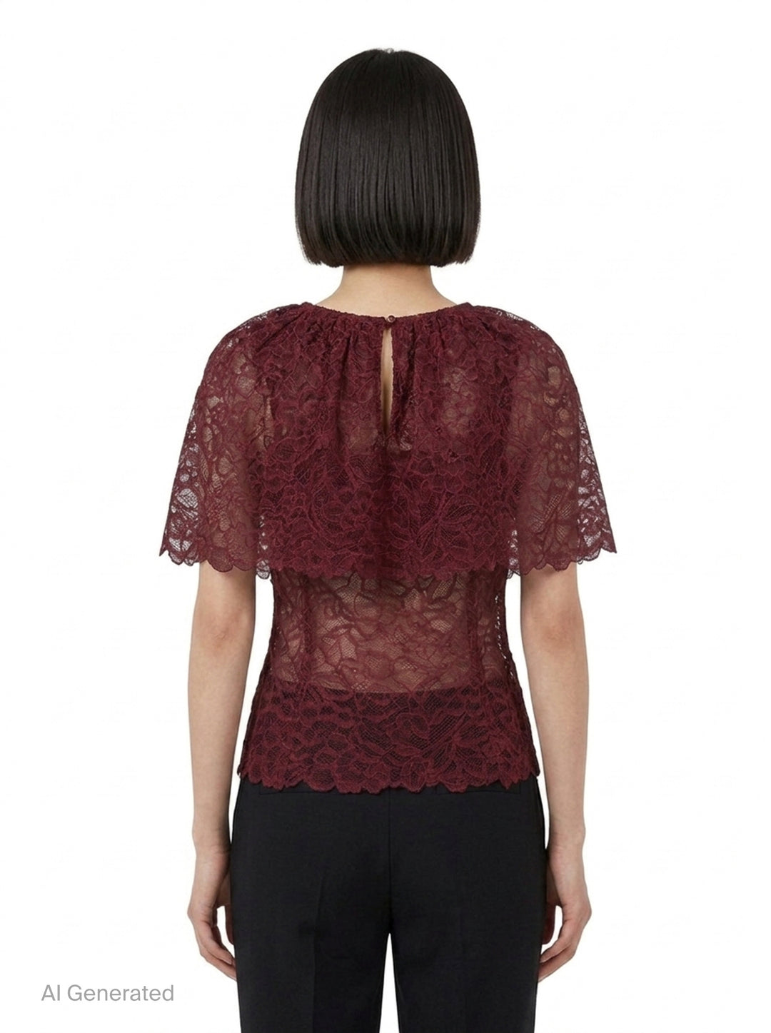 Burgundy Lace Cape Top | Self-Portrait | Club21 - back