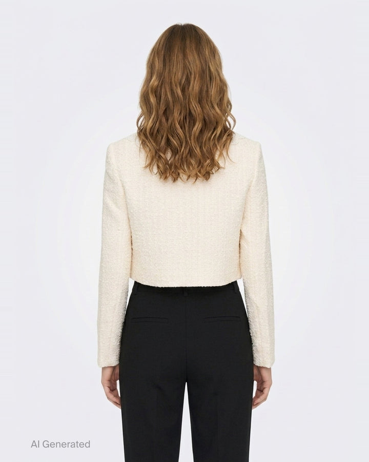 Cream Boucle Lace Collar Jacket | Self-Portrait | Club21 - back