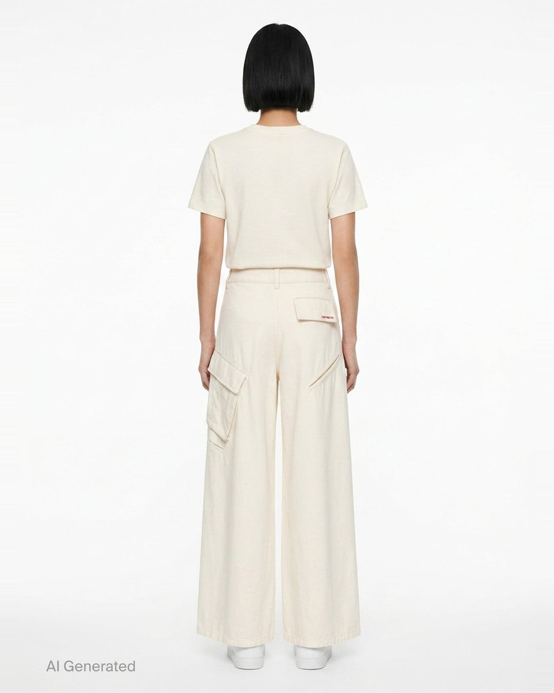 Cream Denim Wide-Leg Trousers | Self-Portrait | Club21 - back