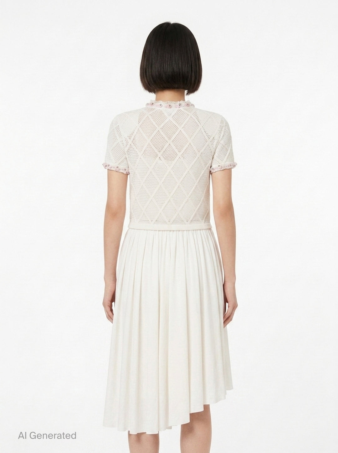 Cream Fringe Knit Cotton Midi Dress | Self-Portrait | Club21 - back