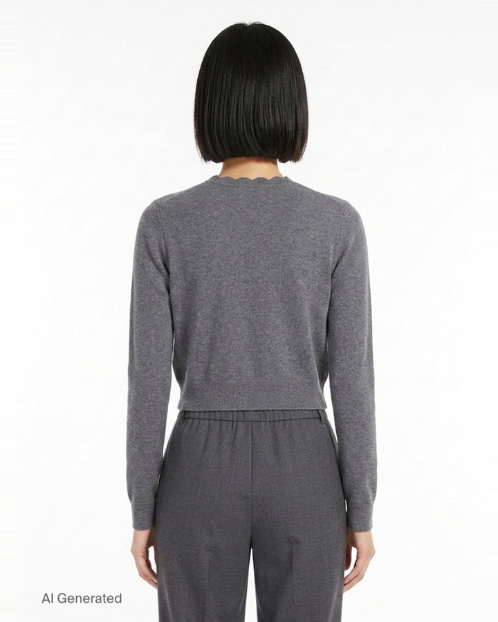 Grey Lace Flower Knit Cardigan | Self-Portrait | Club21 - back