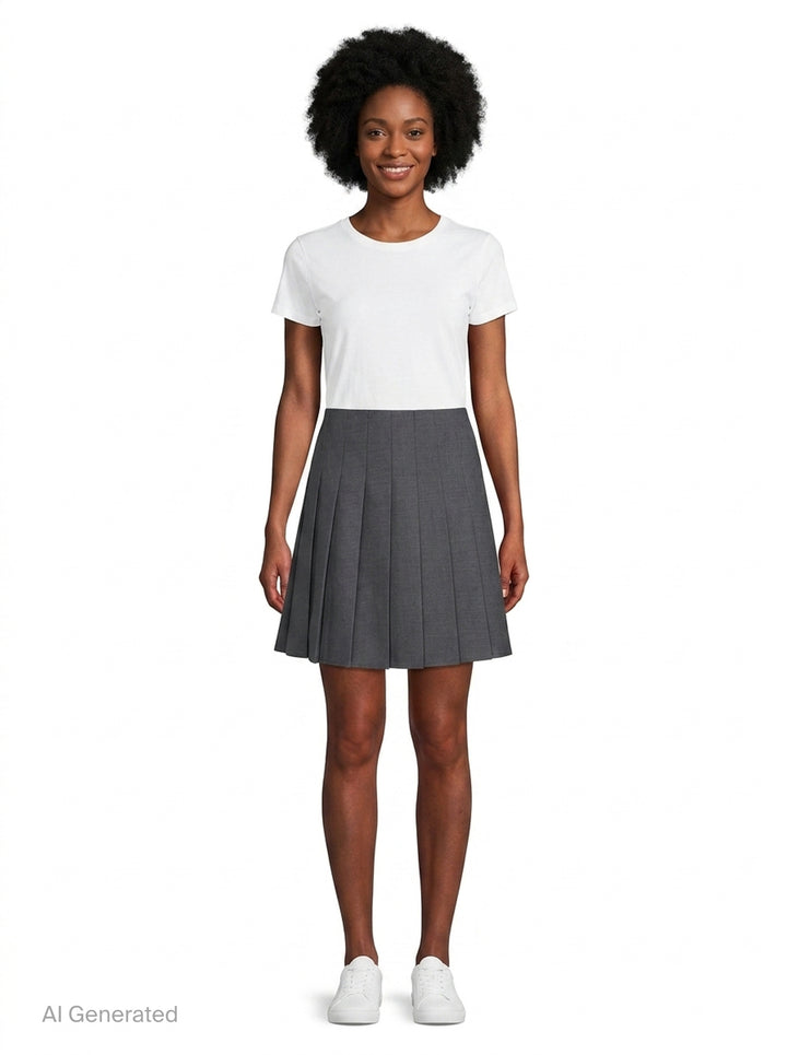 Grey Pleated Mini Skirt | Self-Portrait | Club21 - front