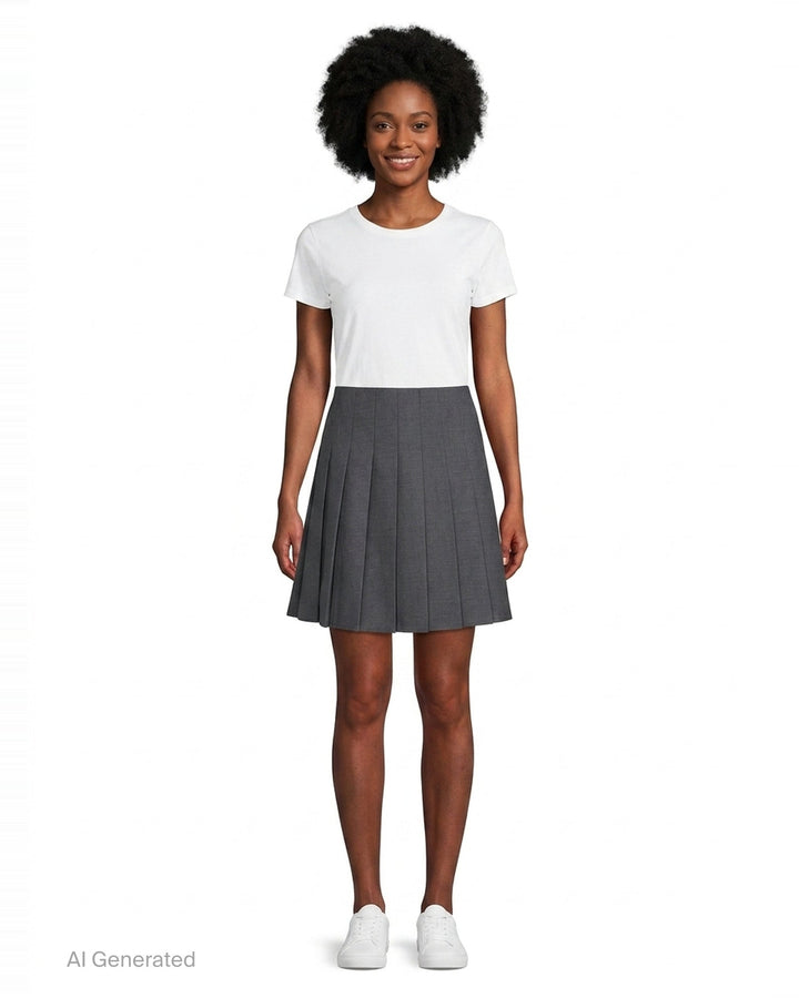 Grey Pleated Mini Skirt | Self-Portrait | Club21 - front