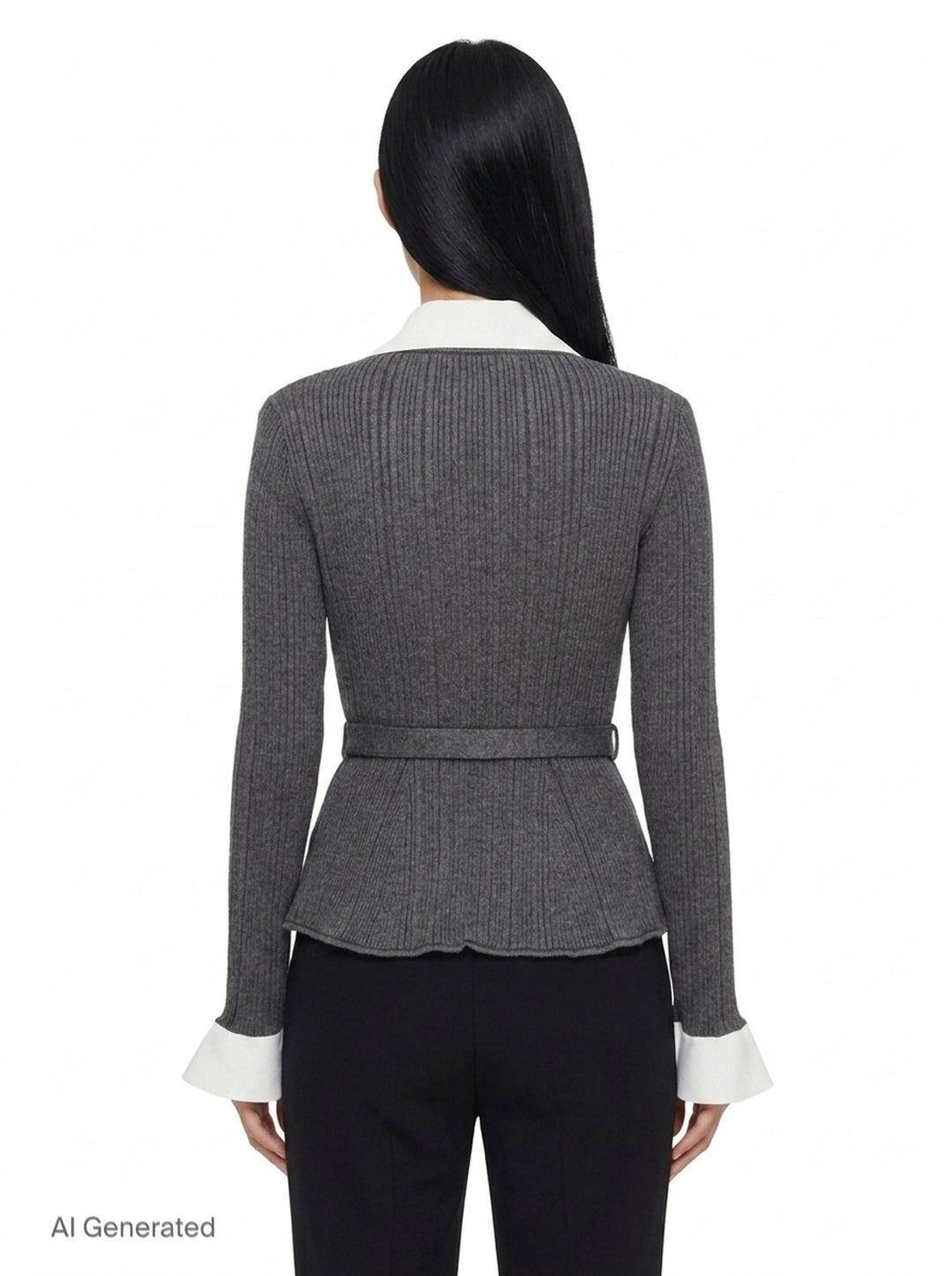 Grey Ribbed Knit Cardigan | Self-Portrait | Club21 - back