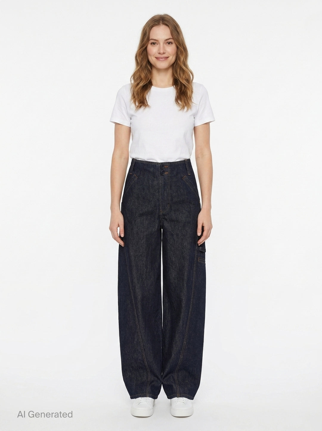 Indigo Denim Cargo Jeans | Self-Portrait | Club21 - front