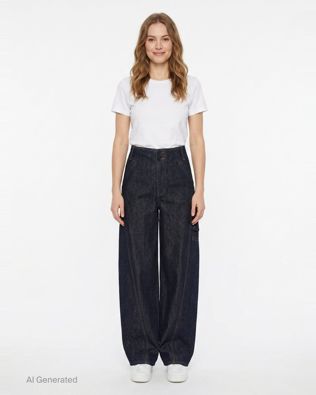 Indigo Denim Cargo Jeans | Self-Portrait | Club21 - front