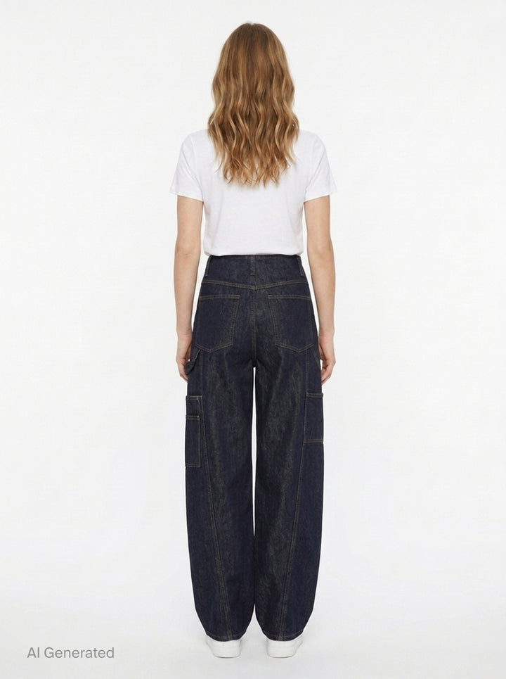 Indigo Denim Cargo Jeans | Self-Portrait | Club21 - back